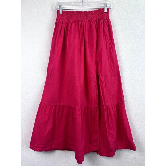 Abercrombie & Fitch Dresses & Skirts - Abercrombie & Fitch Hot Pink Linen Blend Tiered Maxi Skirt